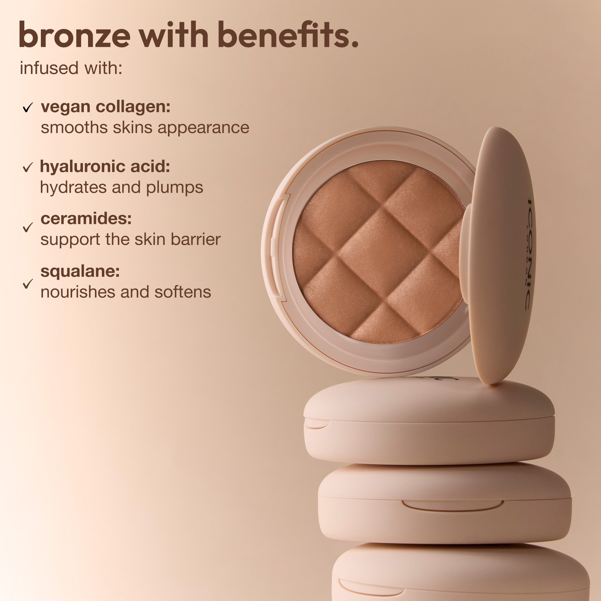 colour_Sea Salt, | ICONIC London Fridays Buildable Blurring Bronze. Bronzer with benefits. Vegan Collagen, Hyaluronic Acid, Ceramides, Squalane