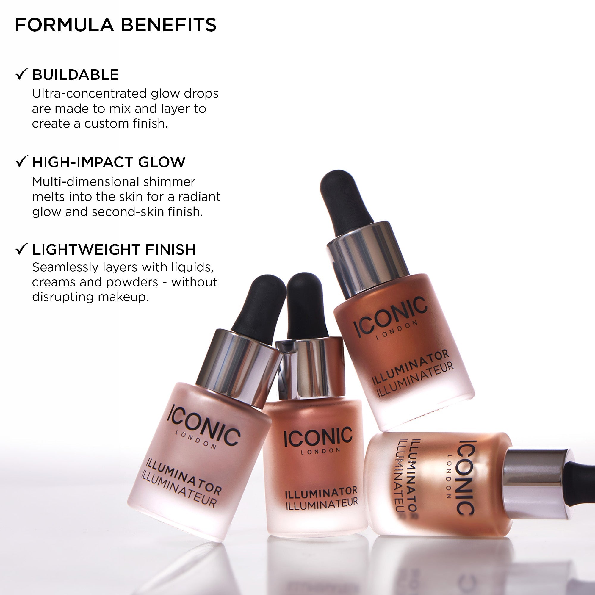 colour_Glow (Terracotta Bronze), | Iconic London Illuminator Liquid Highlighter Drops - Glow Terracotta Bronze Formula Benefits